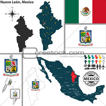 Map of Nuevo Leon, Mexico