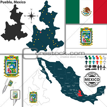 Map of Puebla, Mexico
