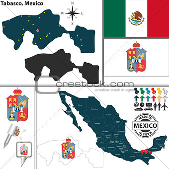 Map of Tabasco, Mexico