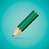 Vector Illustration - Green Angled Pencil