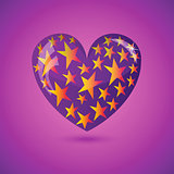 Vector Illustration - Glass Heart With Stars