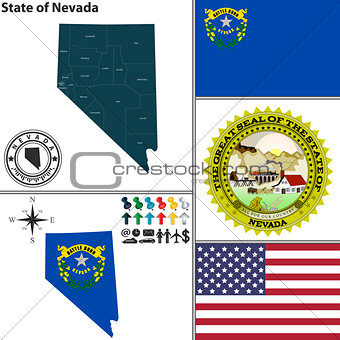 Map of state Nevada, USA