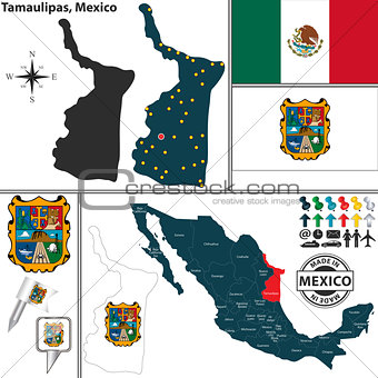 Map of Tamaulipas, Mexico