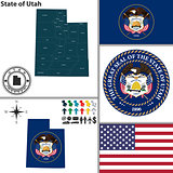 Map of state Utah, USA