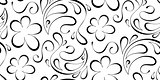 floral seamless background. Black pattern on a white background