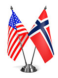 USA and Norway - Miniature Flags.