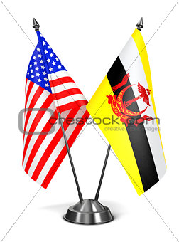 USA and Brunei - Miniature Flags.