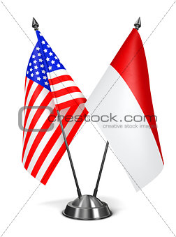 USA and Indonesia - Miniature Flags.