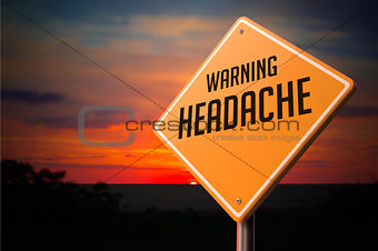 Headache on Warning Road Sign.