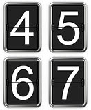 Digits 4, 5, 6, 7 on Mechanical Scoreboard.