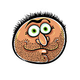 Funny cartoon face with stubble, vector illustration.