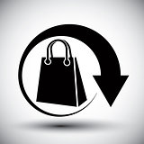 Shopping bag delivery vector simple single color icon.