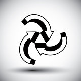 Three arrows conceptual icon, abstract new idea vector symbol.