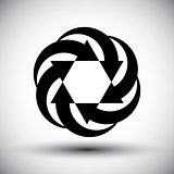 Six arrows loop conceptual icon, abstract new idea vector symbol