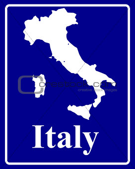 silhouette map of Italy