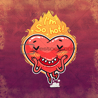 Cute Burning Heart for Valentine's Day
