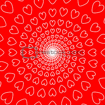 Design red heart spiral movement background