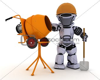 Robot builder with cement mixer