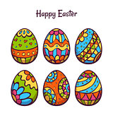 Vector set of cartoon color eggs for Easter