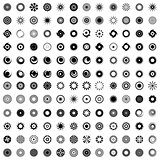Design elements in circle shape. 144 abstract icons.
