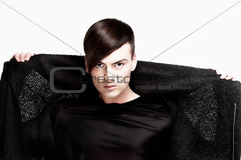 Young Man with Trendy Haircut - Isolated on White