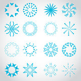 Sun's Rays Icons Set - Isolated On Gray Background