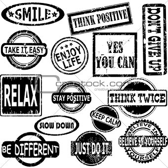 Rubber stamps with motivation and positive thinking messages