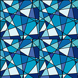 Seamless background with blue mosaic made of geometrical shapes