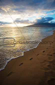 Kihei Sunset and Beach Footprints