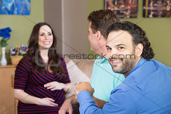 Gay Man with Partner and Pregnant Woman