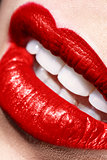 Sensual open red Lips make up closeup