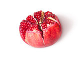 Broken Bright Ripe Delicious Juicy Pomegranate Top View Rotated