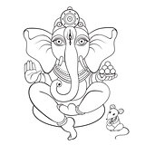 Lord Ganesha Hand drawn illustration.
