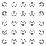 Circle face line icons on white background