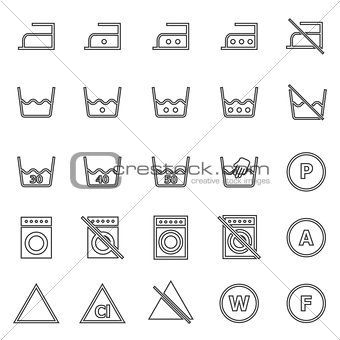 Laundry line icons on white background