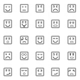 Square face line icons on white background