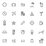Summer line icons on white background