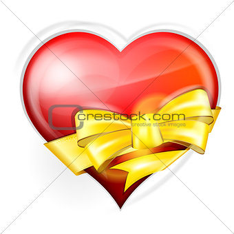 heart with gold bow