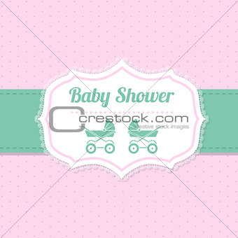 Baby shower greeting design in pink and green
