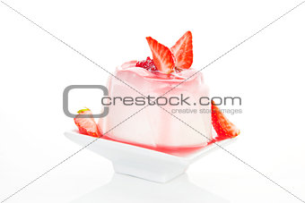 Luxurious strawberry dessert isolated.