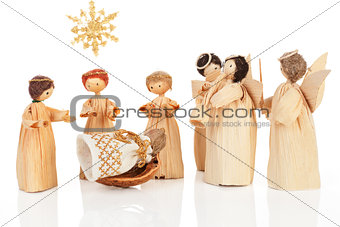 Christmas crib. Baby jesus and the three kings.