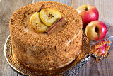 Apple cake with caramel mousse.