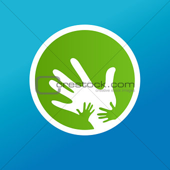 children and father hands together