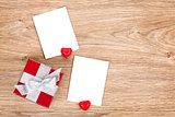 Blank valentines photo frames and small red gift box
