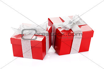Two red gift boxes