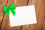 Valentines day greeting card with green bow