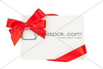 Valentines day greeting card with red ribbon
