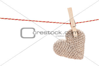 Valentines day toy heart hanging on rope