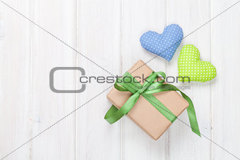 Valentines day toy hearts and gift box