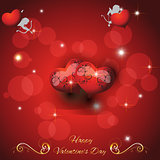 Festive red background with two hearts